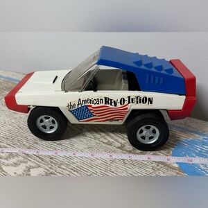 Vintage 1966 Structo Thunderbolt American Rev-O-Lution Toy Car - White and Blue